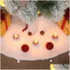 Décorations de Noël Jupe d'arbre ronde en peluche blanche enneigée Veet Ornements Décoration de fête de vacances 30,5/35,5/48 pouces1 Drop Delivery Ho Dh8Jb