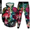 Men's Tracksuits Animal Red Flamingo Flower Harajuku Style Men Clothing Suits Homme Hoodies Jogging Pants 2Pcs Sets Size SS-6XL