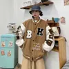 American embroidered baseball jacket ootd minimalist casual Harajuku bf Boys' 2023