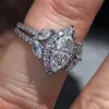 Taille entière 6-10 Bague Bang de mode Marquise Cut Diamond Real S925 Sterling Silver Wedding Engegement Rings Anniversary Band Jew2811