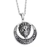 New Casting Silver Amazing Quality Men's 316L Stainless Steel Lion Head Pendant Circle With 4mm 22 ed Rope Chain N296c