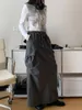 Gonne Donna Elastico in vita Tasca laterale con spacco sull'orlo Gonna lunga cargo Nero Grigio Y2k Maxi