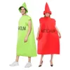 Eraspooky Funny Ketchup Mustard for Adult Halloween Couple Costume Carnival Food Party Cosplay Outfits 2 Piece Setcosplay