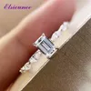 Elsieunee 100% 925 Sterling Emerald Cut Simulated Moissanite Diamond Wedding Ring Fashion Fine Jewelry Gift for Women Whole321a