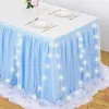 Jupe de Table 4FT Tulle mode bleu LED 4FT LED Tutu bleu Tulle jupe de Table fête d'anniversaire 231019