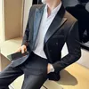 Men's Suits (Jackets Vest Pants) Men High Quality Black Double-Breasted Suits/Men's Business Casual Tuxedo/Man Slim Fit Groom's Dress 7XL-S