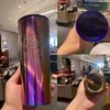 New High Appearance Stainless Steel Gradient Straw Cup vacuum cup with Large Capacity 710ml Couple Gift Water Cup Office Desktop Cup Car Cup