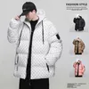 Mäns ner parkas koreansk modestil huva vinterjacka manlig tjock bomullspadded kappa par lös parka storlek m5xl m999 231020