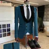 Costumes pour hommes 20 couleurs ivoire blanc mariage pour hommes sur mesure mode bleu marié smoking luxe velours revers blazer gilet pantalon 3pcs