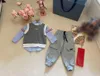 Nya babykläder Autumn Kids Tracksuits Three-Piece For Boy Girl Size 90-140 CM Sticked Vest Shirt and Sports Pants Oct15