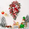 Décorations de Noël 1pcs à l'envers canne à bonbons en couronne pour porte d'entrée en larme rouge blanc décor en plastique 231019