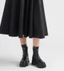 Hiver élégant marque Monolith femmes bottines Chunky Combat Boot semelles de cosse noir en cuir brossé fête de mariage Lady Martin bottillons avec boîte