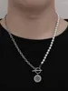Chains Double Color Chain Stainless Steel Round Coin Hollow White Necklace For Man Sun Pearl Style Punk Choker Unisex Jewelry