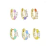 Boucles d'oreilles créoles en émail Pastel CZ, Mini petite boucle d'oreille Huggie pour femmes, couleur or, bijoux multi-perçage, 6 pièces