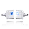 Cuff Links High Quality Fashion Male French Shirt Cufflinks Brand Cuff Buttons Square Wedding Party WhiteBlue Crystal Cuff Links Trendy 231020