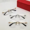 Neues Modedesign, optische Cat-Eye-Brille 0376O, randloser Metallrahmen, einfach zu tragende Brillen für Männer und Frauen, einfacher, beliebter Stil, klare Gläser, Brillen von höchster Qualität