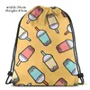 Shopping Bags Unisex Drawstring Bubble Tea Pattern Women Backpacks Men Outdoor Travel Training Fitness Bag