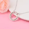 Catene Collane in argento sterling 925 Firma logo bicolore Collana con pavé per gioielli da donna Regalo fai da te Catena a maglie Ciondolo Collier