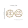 18K vergulde 925 zilveren hangende kroonluchter Luxe merkontwerpers Letters Stud Geometrische beroemde vrouwen Kristal Strass Parel E3084
