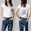 Zadig Voltaire 23SS Femmes Designer Fashion Cotton T-shirt Nouveau haut zadig Guitare Lettre Stamping Imprimer Col en V Blanc Zadig Voltaire pull à manches courtes Tee Beach Tees