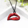 Pendant Necklaces Sexy Red Style Enamel Necklace Lips Mouth Heart Rose Safflower Gesture You're Great Collar Bijoux Jewelry