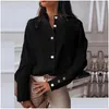 Blouses Pour Femmes Chemises Chemisier Blanc Élégant Chemise Femme À Manches Longues Bouton Mode Femme Tops Et Solide Printemps Drop Livraison App Dhfub