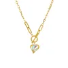 Chaînes en acier inoxydable 316L minimaliste rétro coupe illusion cristal pendentif d'amour OT boucle chaîne collier