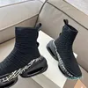 2023-Luxury sneakers Classic designer black high-top sock shoes plaid textured Plate-forme Jogging running casual shoes size 35-46