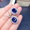 Colar brincos conjunto na moda anel de cristal azul jóias casamento cor prata oval atacado para presente feminino gota