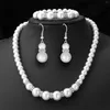 Necklace Earrings Set Silver Pearl Rhinestone Natural Freshwater Includes Stunning Bracelet And Jewelry Gift