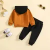 Clothing Sets Autumn Kids Baby Boys 2PCS Clothes Set Cotton Long Sleeve Letter Patchwork Hoodies Bibbed Pants Suit Toddler Boys Outfits 231020