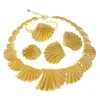 Necklace Earrings Set Dubai Gold Plated Jewelry Ladies Shell Shape Bracelet Italian Design Simple Style Wedding Gift Trend H00178