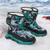 Botas da menina do menino inverno quente forro de pele antiderrapante sapatos de neve de couro tornozelo plano impermeável ao ar livre durável botas de neve de pelúcia para crianças 231019