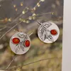 Boucles d'oreilles pendantes Vintage fleur rouge gemme bijoux de Style ethnique simples et polyvalents