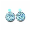 Brincos de garanhão na moda laranja e azul cor uv impressão pixels bola de discoteca acrílico para mulheres linda festa moda jóias gota entregar dhz8t