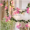 Dekoracje świąteczne 2M 10LLES Rose Flower String Light Floral Holiday Lighting Liście wróżki imprezy dekoracja sypialnia DHQ0F