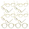 Sacs de rangement 10 pcs lunettes lunettes de soleil en métal yeux mini poupées miniatures artisanat en acier chien petits chiens noir décorer