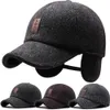 Ball Caps Baseball Cap Woolen Knitted Winter Ear Cover Men Thicken Warm Hats with Earflaps Sport Golf 231019