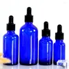 Bouteilles 200 pièces 5ml/10ml/15ml/20ml/30ml/50ml, compte-gouttes en verre bleu vide, huile essentielle, liquide, Pipette, conteneurs