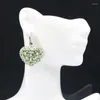 Dangle Earrings 37x27mm Heart Shape Delicate Fine Cut London Blue Topaz Green Tsavorite Garnet CZ For Woman's Present Silver