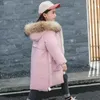 다운 코트 여자 옷을위한 러시아 겨울 다운 재킷 파파 모피 후드 방수 소녀 스노우 슈트 -30도 어린이 tz553 231020