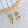 Pendant Necklaces 2023 Summer Sunflower Necklace For Women DIY Rhinestone Floral Partysu Fashion Jewelry Girls