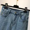 Женские джинсы с манжетами, прямые женские эластичные джинсовые брюки с высокой талией, женские повседневные брюки до щиколотки с отверстиями, осень 2023 г.
