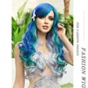 Max Beauty Perucas de sereia azul, cabelo longo encaracolado, peruca diária, resistente ao calor, fibra sintética para Halloween, cosplay para o Natal