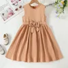 Robes de fille petite fille robe longue pour robe de bal élégante dentelle fête sans manches florale