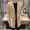 Men's Jackets 2023 Fashion Men Wool Blends Mens Casual Business Trench Coat Leisure Overcoat Male Punk Style Dust Coats 231020