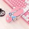 Combo tastiera e mouse 2 in 1 Set Girly Kawaii 104 tasti Gioco meccanico con asta verde Mouse USB cablato 3200 DPI Rosa 231019