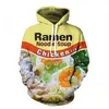 Nya män Womens Ramen Noodle Soup Chicken Flavor Funny 3D Print Fashion Tracksuits Hip Hop Pants Hoodies T05268Z