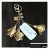 Keychains Lanyards Keychains 50st 18Colors Charm Leather Rose Flower Key Chains Tassel Women Keychain Bag Purse Pendant Jewelrykeyc Dhdyv