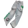 Jeans da donna ricamati stile High Street Hiphop floccaggio 2023 pantaloni dritti primaverili per uomo e donna alla moda